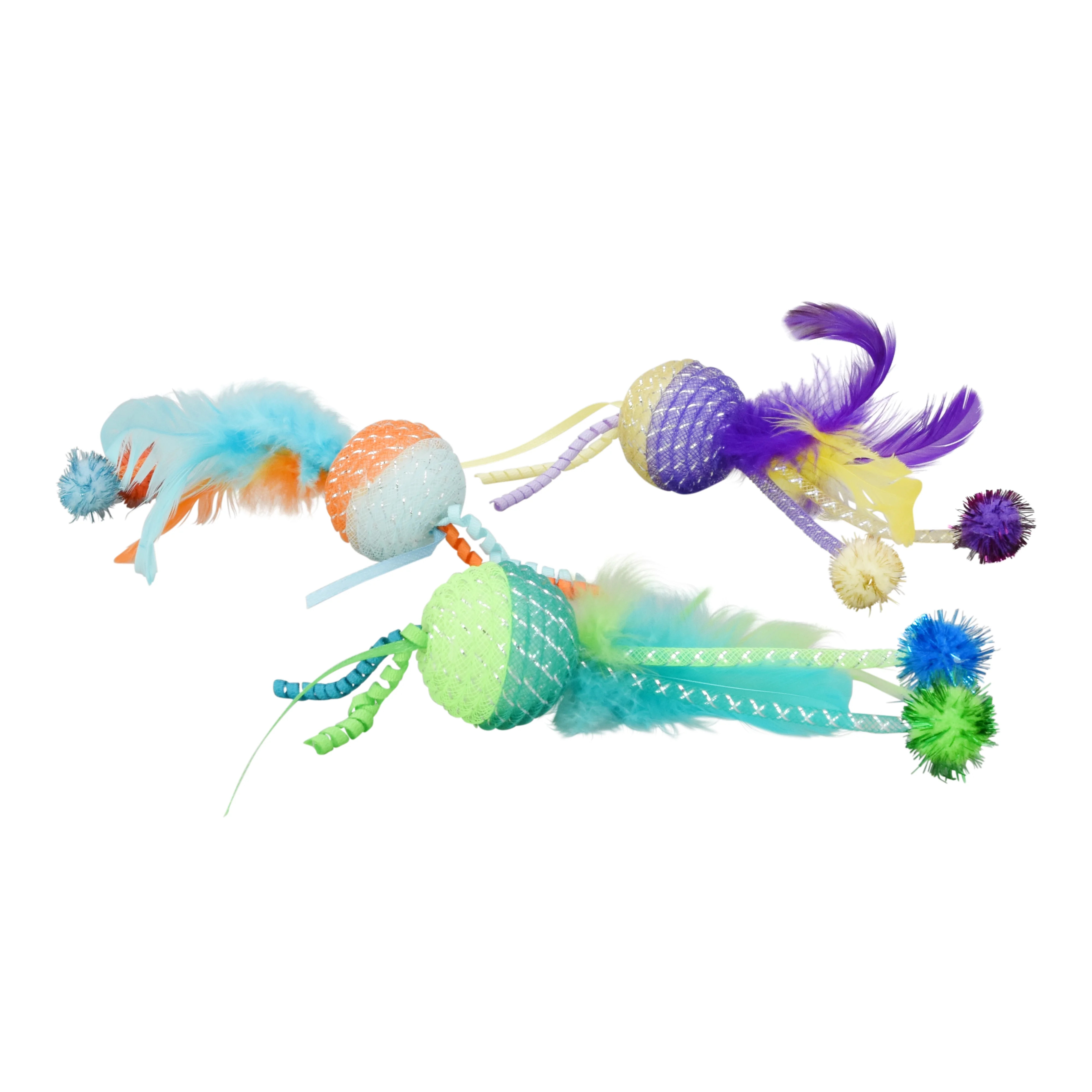 Vibrant Life Mesh Feather Ball Cat Toy, Color May Vary - Walmart.com | Walmart (US)