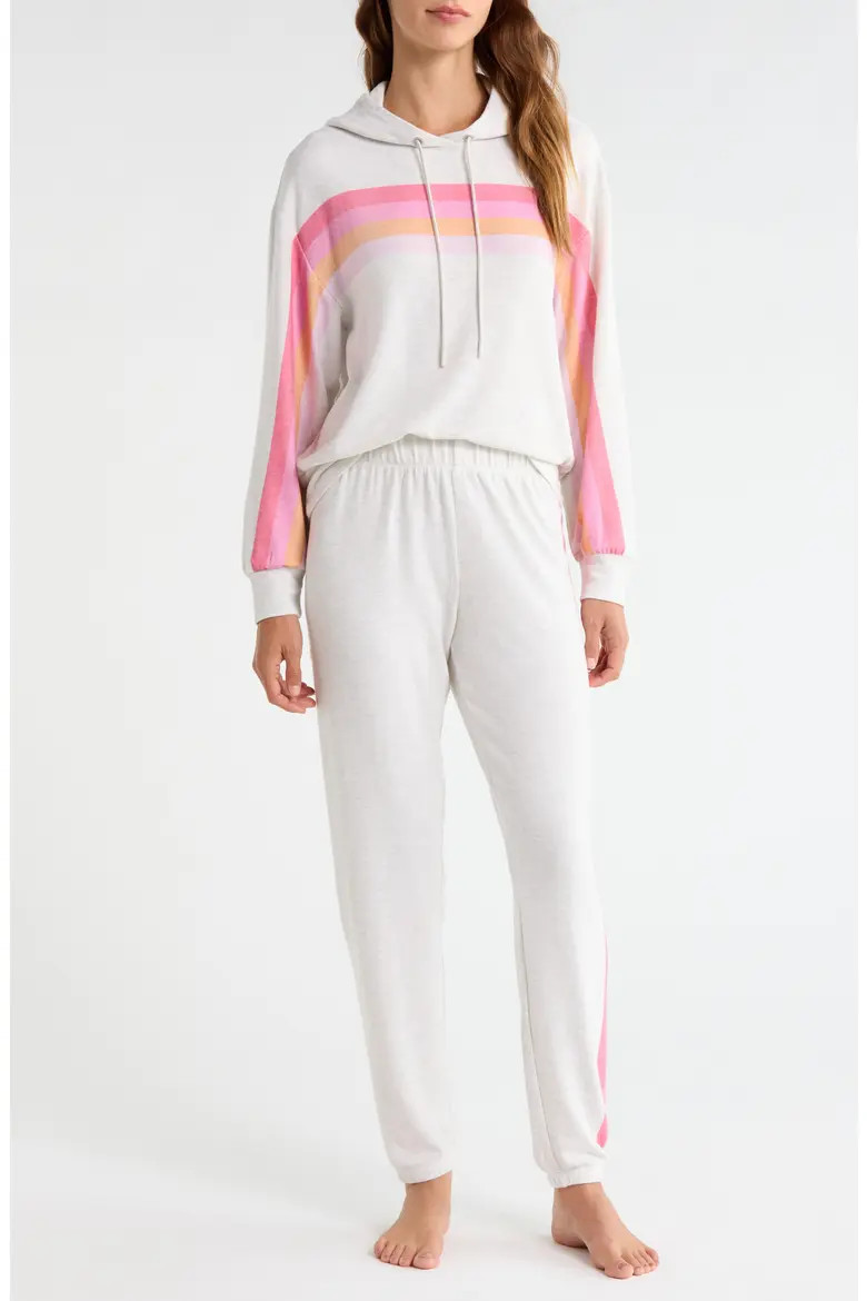 Radiant Stripe Peached Jersey Hoodie Pajamas (Women) | Nordstrom | Nordstrom