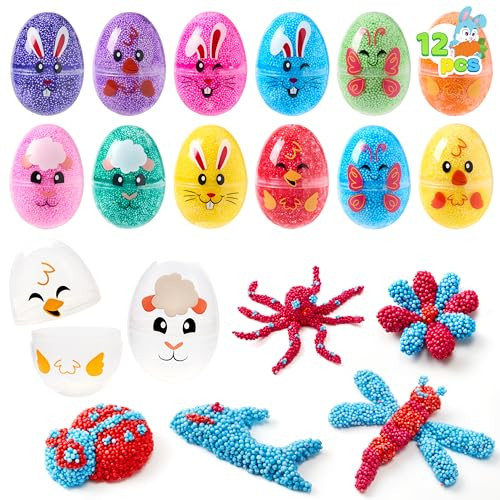 JOYIN 12 Pcs Easter Prefilled Eggs with Foam Squishy Toy, Cute Foam Stress Reliever Squishy Toy Fillers for Easter Egg Hunt, Basket Stuffer, Kids Party Favor, DIY Arts Crafts, Classroom Prize Supplies | Amazon (US)