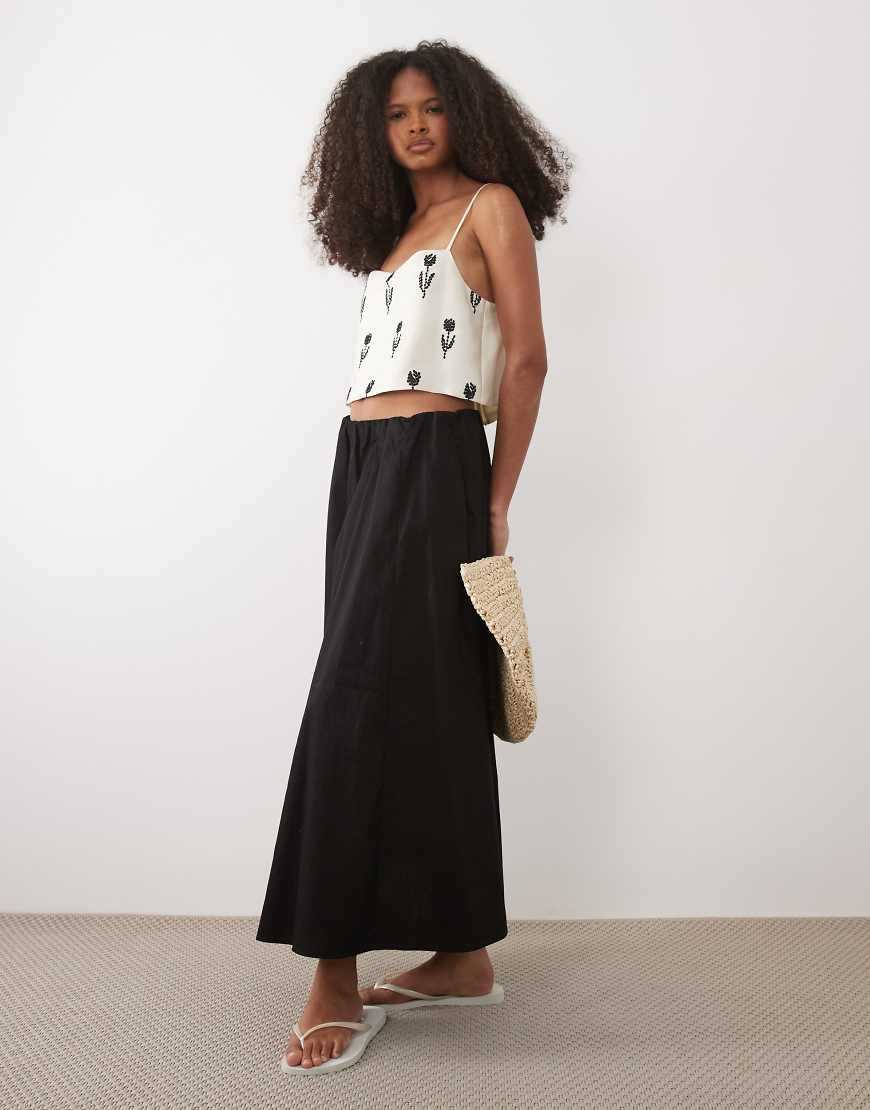 Mango 100% cotton a line midi skirt in black | ASOS (Global)