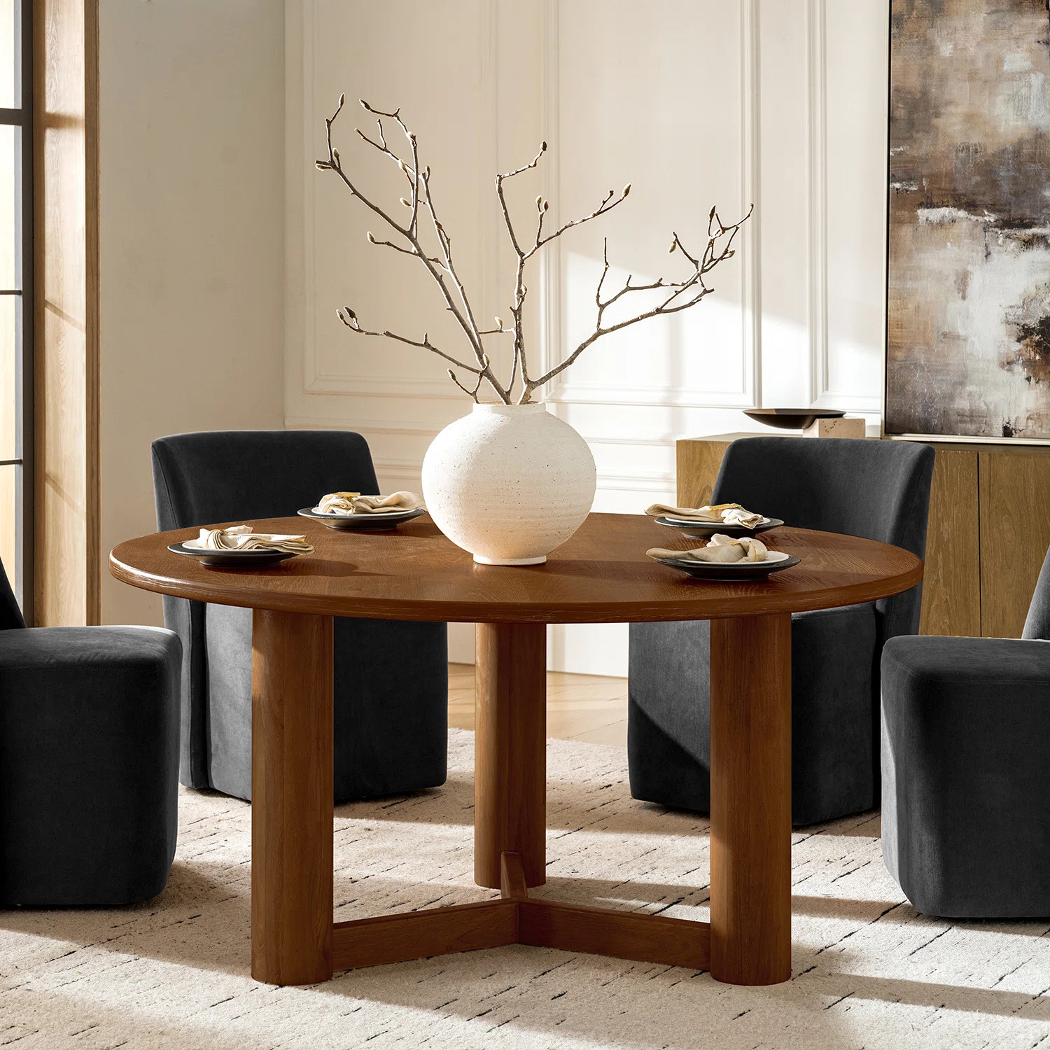 Howarth 60" Farmhouse Solid Wood Round Dining Table | Wayfair North America