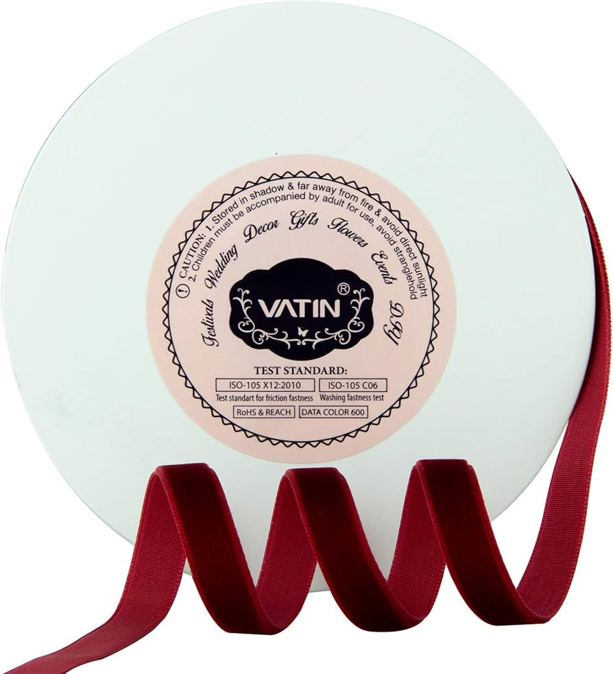 VATIN Rust Red Velvet Ribbon 3/8" Red Premium Plush Velvet Woven Edge Velvet Ribbon for Christmas... | Amazon (US)