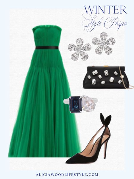 This is my favorite gown in the most gorgeous green color!   Classic and timeless all in one.  

Holiday party dress
Christmas party dress
green gown
black evening bag with stones
black pumps
diamond earrings
sapphire and diamond ring 

#LTKstyletip #LTKover40 #LTKHoliday