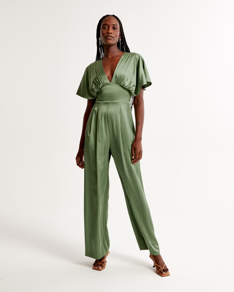 Angel Sleeve Satin Jumpsuit | Abercrombie & Fitch (US)
