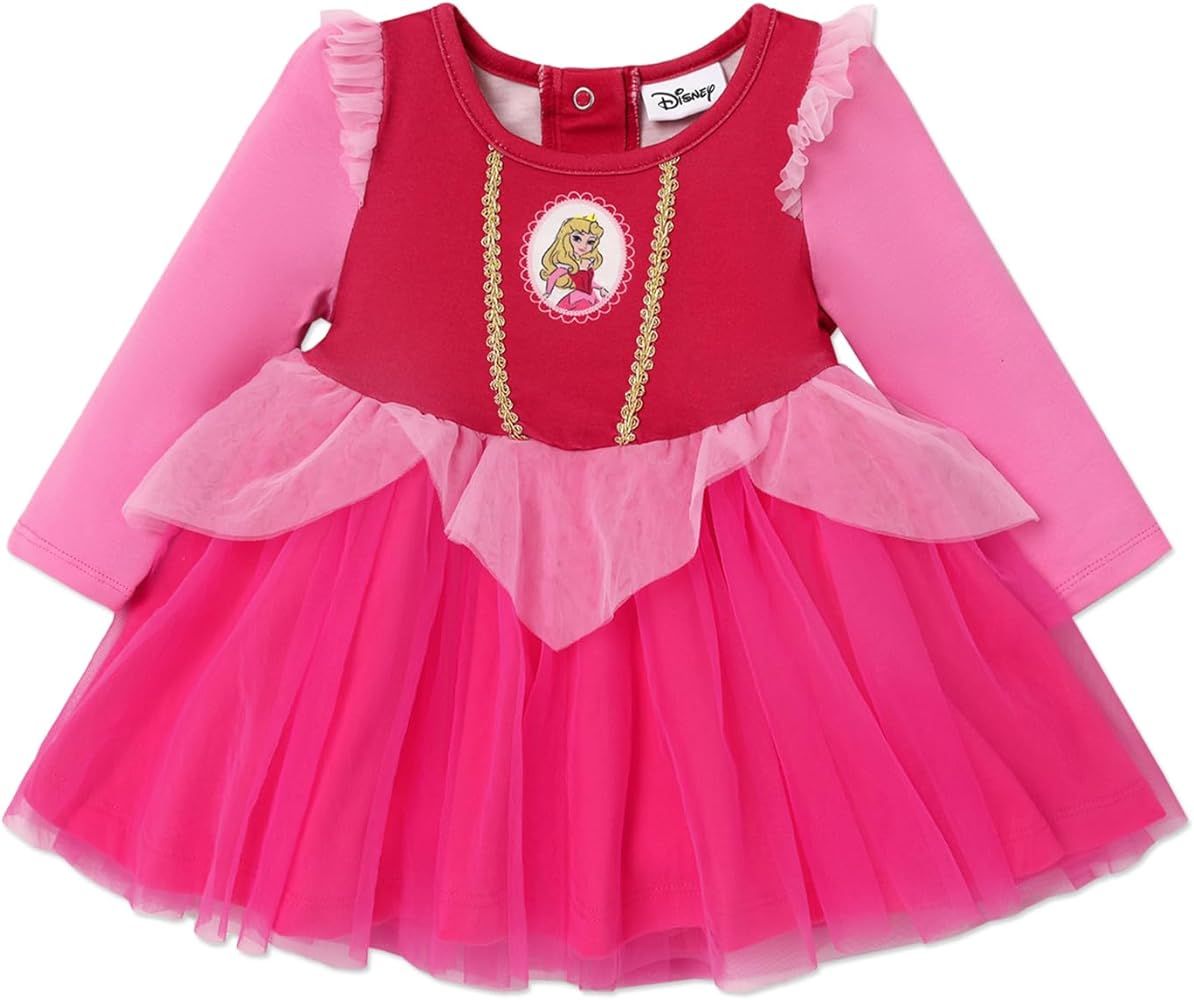 Disney Princess Baby Toddler Girl Flutter Long Sleeves Tulle Dress, Birthday Party Costume | Amazon (US)