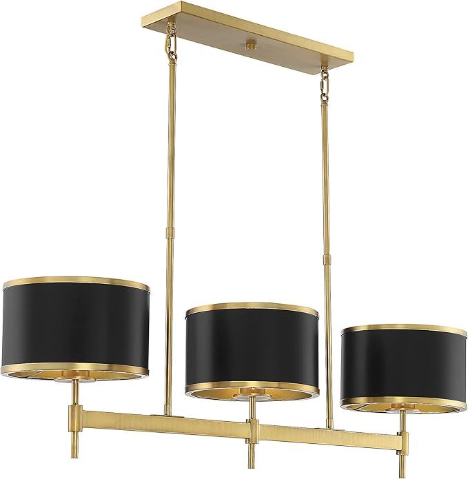Savoy House 1-187-3-143 Delphi 3-Light Linear Chandelier in Black with Warm Brass Accents (10" W ... | Amazon (US)