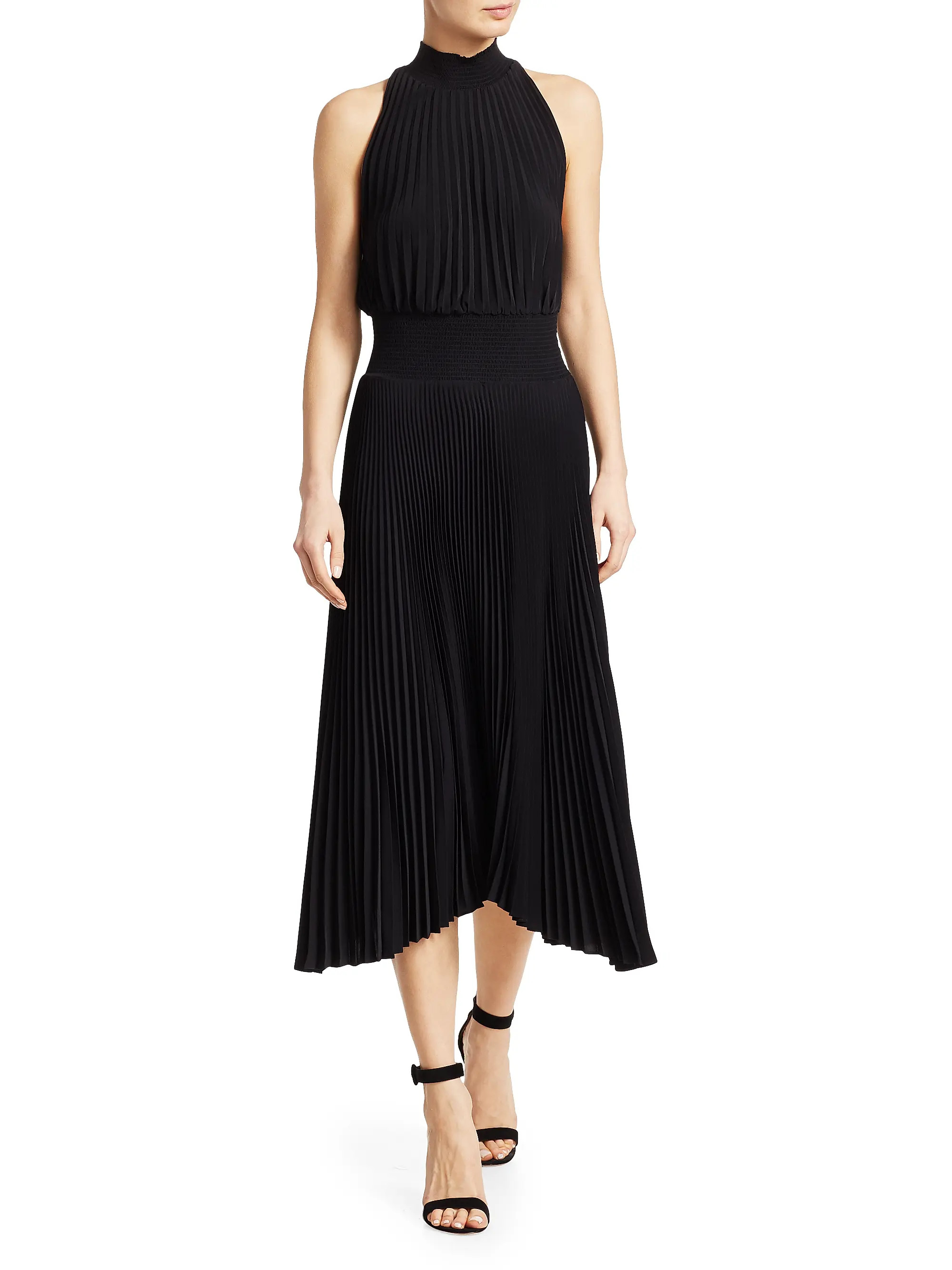 Renzo Plissé Halter Midi Dress | Saks Fifth Avenue