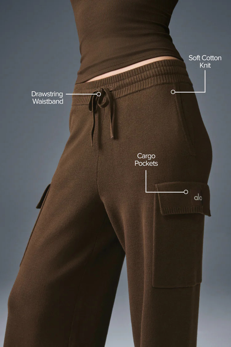 Scholar Knit High-Waist Cargo Pant - Espresso | Alo Yoga (US)
