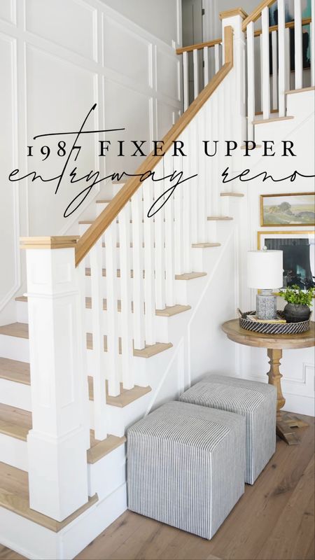 Pretty entryway makeover from dark and dated to bright and fresh. Updated home decor pieces and lighting.

#ltksalealert 

#LTKhome #LTKfindsunder50 #LTKMostLoved
