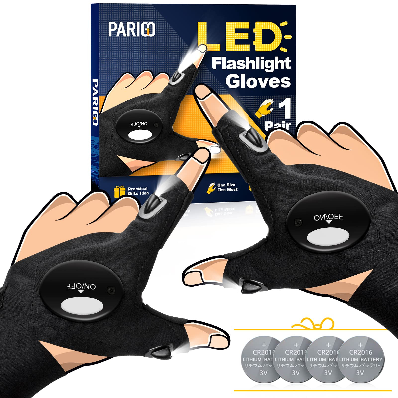 PARIGO LED Flashlight Gloves, Novelty Stocking Stuffers for Men, Christmas Gifts for Teens Boys D... | Amazon (US)