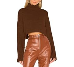 Jumppmile Women's Crop Sweater Turtleneck Long Sleeve Lightweight Fleece Cropped Pullover Sweater... | Amazon (US)