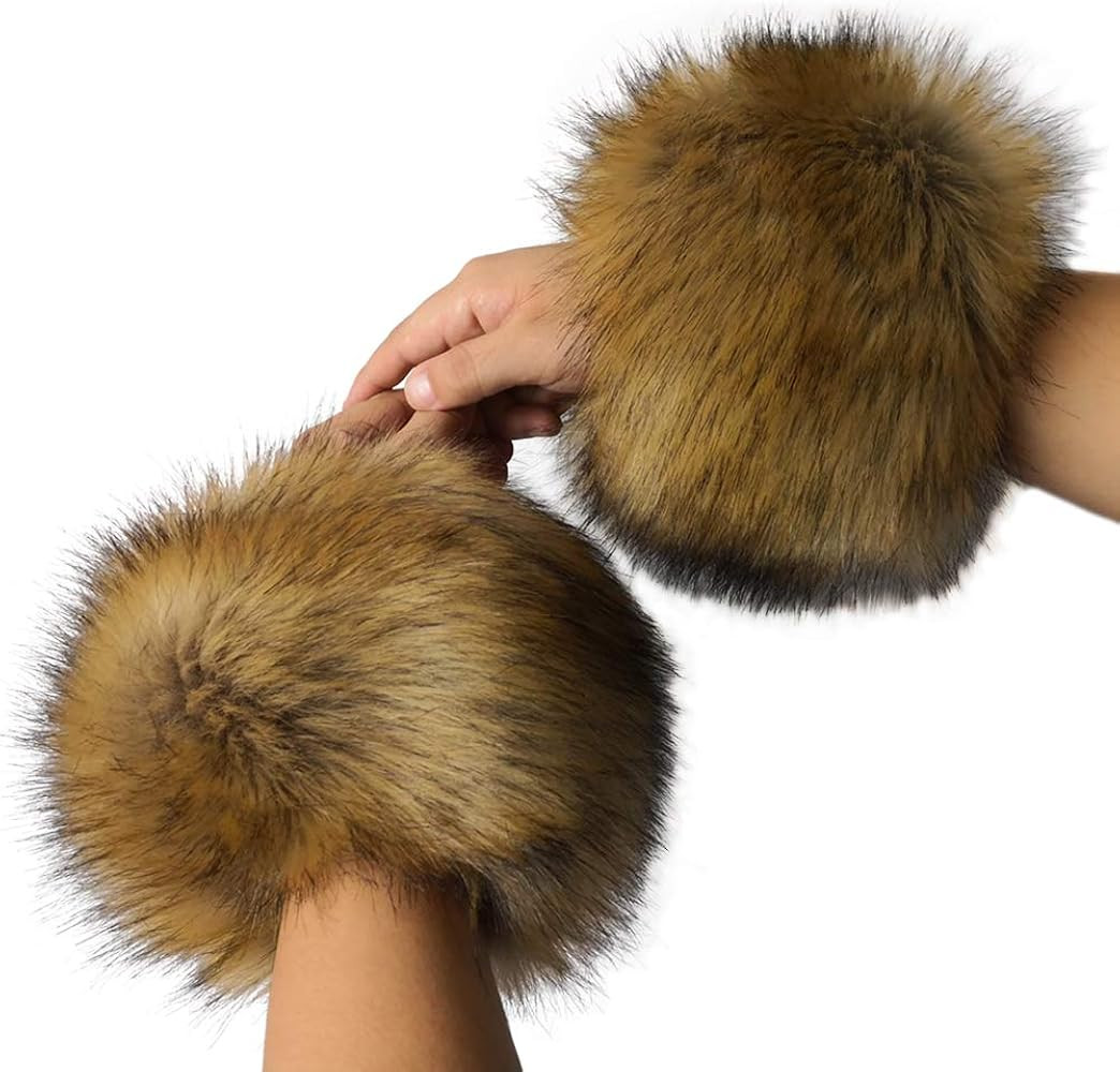 Faux Fur Cuffs Arm Leg Warmers - HOMEYEAH Furry Wrist Cuff Warmer Halloween Decorations Costumes ... | Amazon (US)