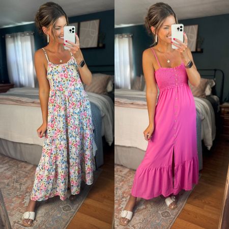 Amazon maxi dresses. 
Wearing size small in both

#LTKSeasonal #LTKstyletip