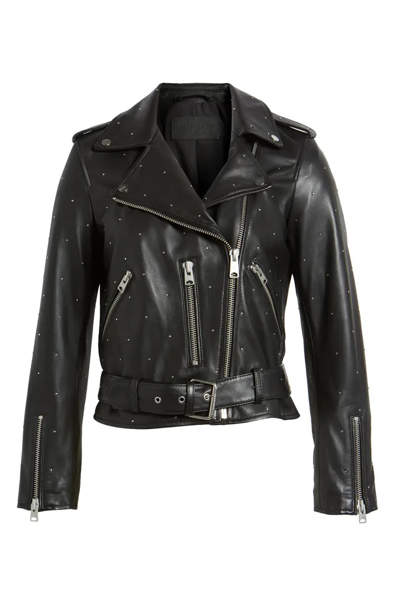 AllSaints Balfern Studded Leather Biker Jacket | Nordstrom | Nordstrom