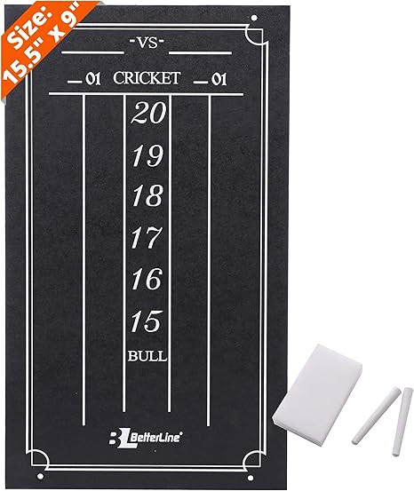 BETTERLINE Large Professional Scoreboard Chalkboard for Cricket and 01 Darts Games - 15.5" x 9" I... | Amazon (US)