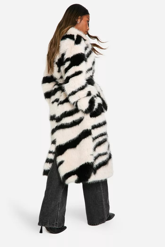 Premium Zebra Faux Fur Coat | boohoo (US & Canada)