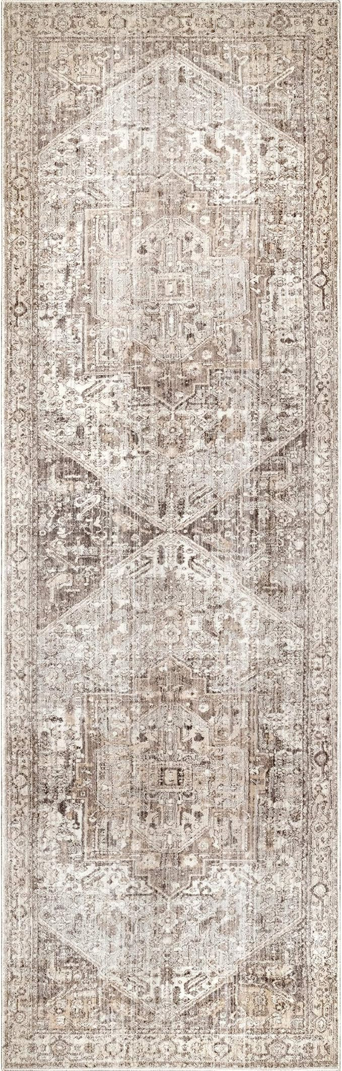 nuLOOM Harriet Vintage Medallion Fringe Runner Rug, 2' 6" x 6', Silver | Amazon (US)