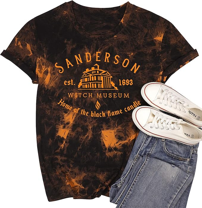 Halloween T Shirt Women Sanderson Letter Print Graphic T-Shirt Hocus Pocus Tees Tops | Amazon (US)