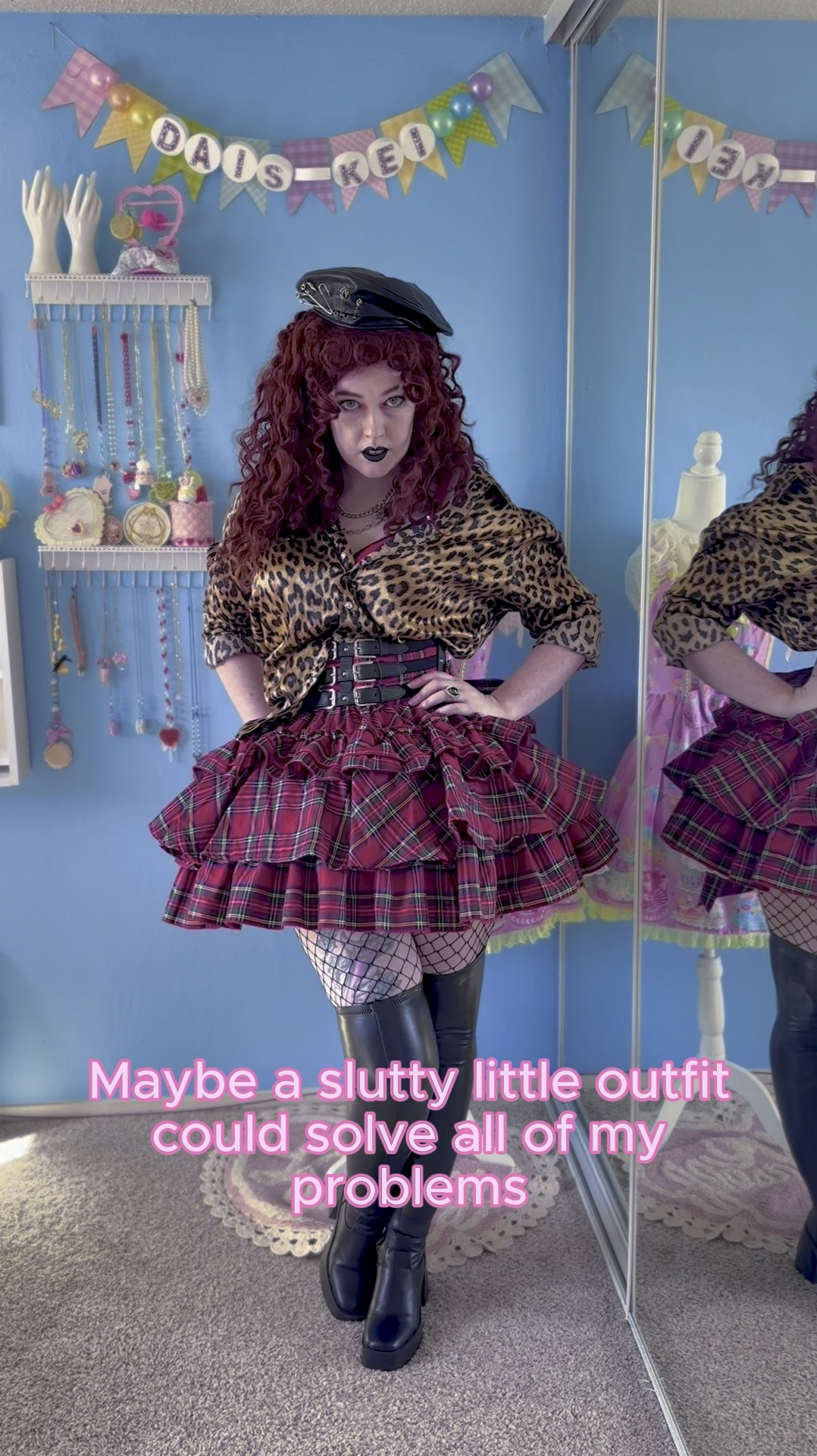 Sometimes you just have a crazy idea and you need to see it through. That was me with this skirt I bought because I’d seen it on one of my favorite models, but in a different color. She modeled it in a yellow and orange colorway, but the brand didn’t have my size left when I went to buy it. So I got this one instead knowing I’d get more mileage out of it! After all, plaid and leopard print are neutrals. 
.
.
.
Did you know I’m a personal stylist? I specialize in alternative fashions, but accept clients interested in more mainstream fashions too. I can help you plan your first coord, refresh your wardrobe, style your next fashion show and more! Please reach out to daisykeipersonalstyling[at]gmail[dot]com for more information!
.
.
.
#egl #daisykei #jfashion #eglfashion #eglcommunity #harajukufashion #harajukustyle #personalstylist #sweetlolitastyle #personalstyle #kawaiiaesthetic #kawaii #kawaiifashion #japanesefashion #altfashion #alternativefashion #30daysoflooks #maximalism #catcocoon #taobaololita #punklolita #punkstyle #punkfashion

#LTKVideo #LTKHalloween #LTKStyleTip