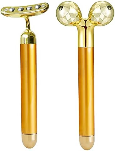 Face Massager Roller Golden Electric 3D Roller and T Shape Facial Massager Kit Arm Eye Nose Massager | Amazon (US)