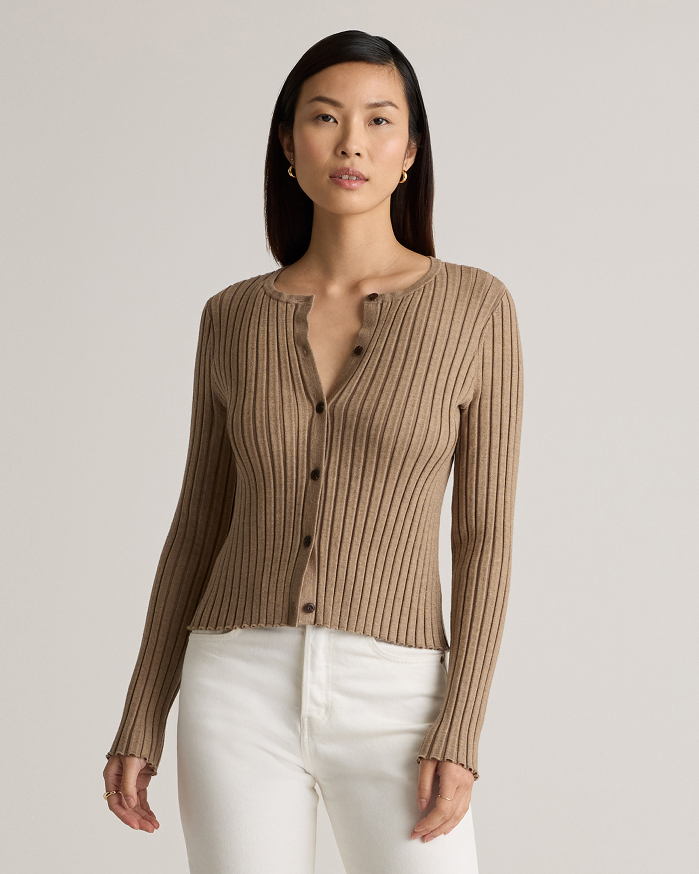 Eco-Knit Cropped Rib Cardigan | Quince