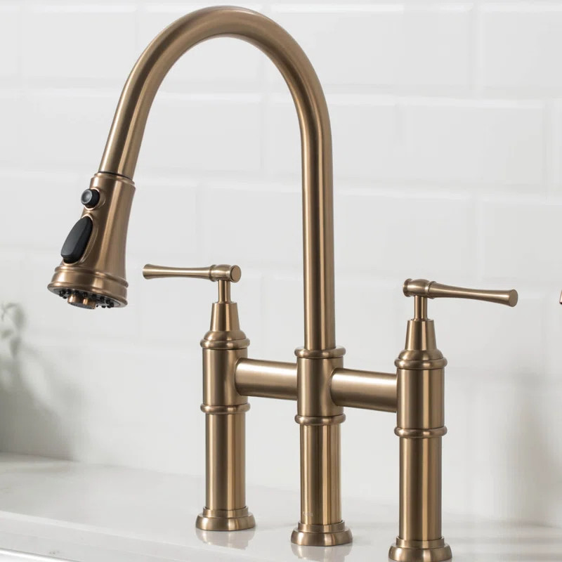 KPF-3121BG Allyn Transitional Pull Down Bridge Faucet With Accessories | Wayfair North America