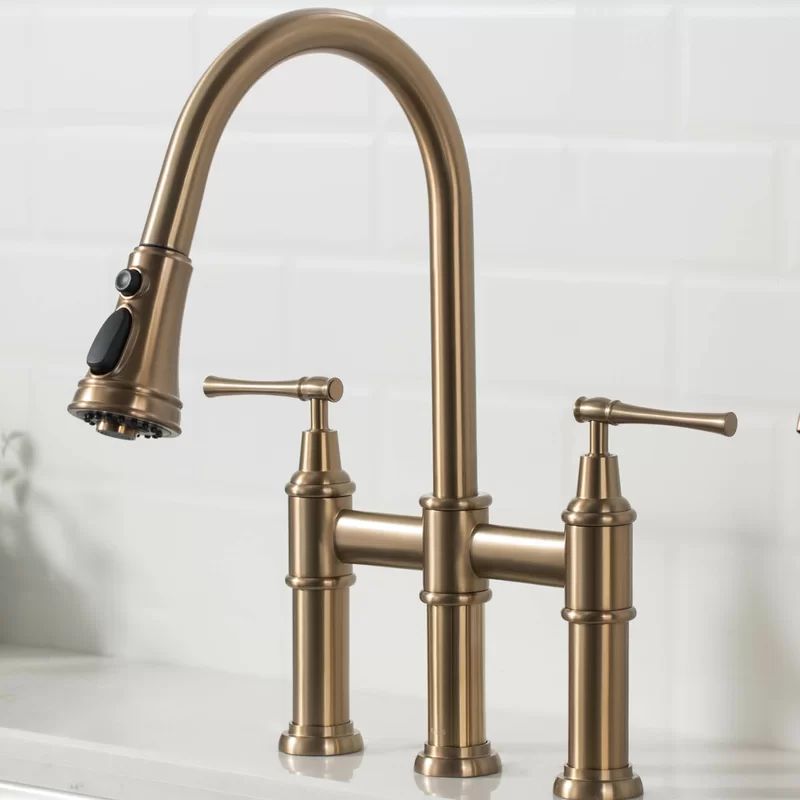 KPF-3121BG Allyn Transitional Pull Down Bridge Faucet With Accessories | Wayfair North America