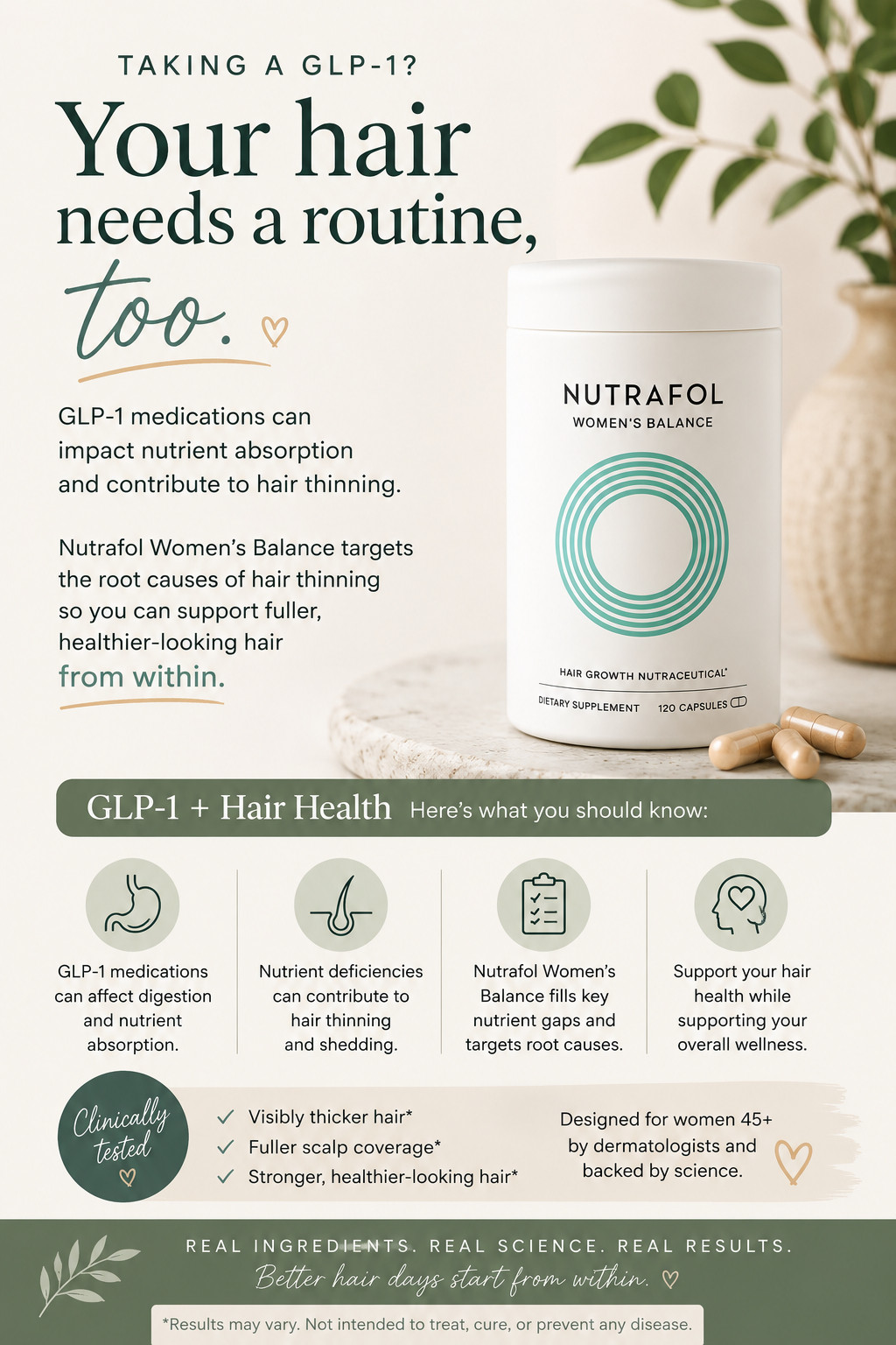 ✨ THICKER, HEALTHIER-LOOKING HAIR STARTS HERE ✨

If you've noticed increased hair shedding, thinning around your part line, or less volume than you used to have, you're not alone. As women enter perimenopause and menopause, hormonal changes can impact hair growth and scalp coverage.

That's why Nutrafol Women's Balance has become one of the most talked-about hair wellness supplements for women 45+. This clinically tested formula is designed specifically for women experiencing age-related hair thinning and helps support visibly thicker, fuller-looking hair and improved scalp coverage.

💕 Designed for women 45+
💕 Supports visibly thicker hair
💕 Helps improve scalp coverage
💕 Dermatologist-recommended brand
💕 Targets root causes of hair thinning
💕 Easy addition to your daily wellness routine

I've been focused on supporting healthy hair, skin, and confidence from the inside out, and this is one of the most popular supplements women continue to recommend.

#Nutrafol #HairGrowth #HealthyHairJourney #WomenOver40 #WomenOver45 #MenopauseSupport #HairCareRoutine #WellnessJourney #BeautyFromWithin #LTKBeauty
 

 #LTKselfcare #LTKOver40 #LTKBeauty