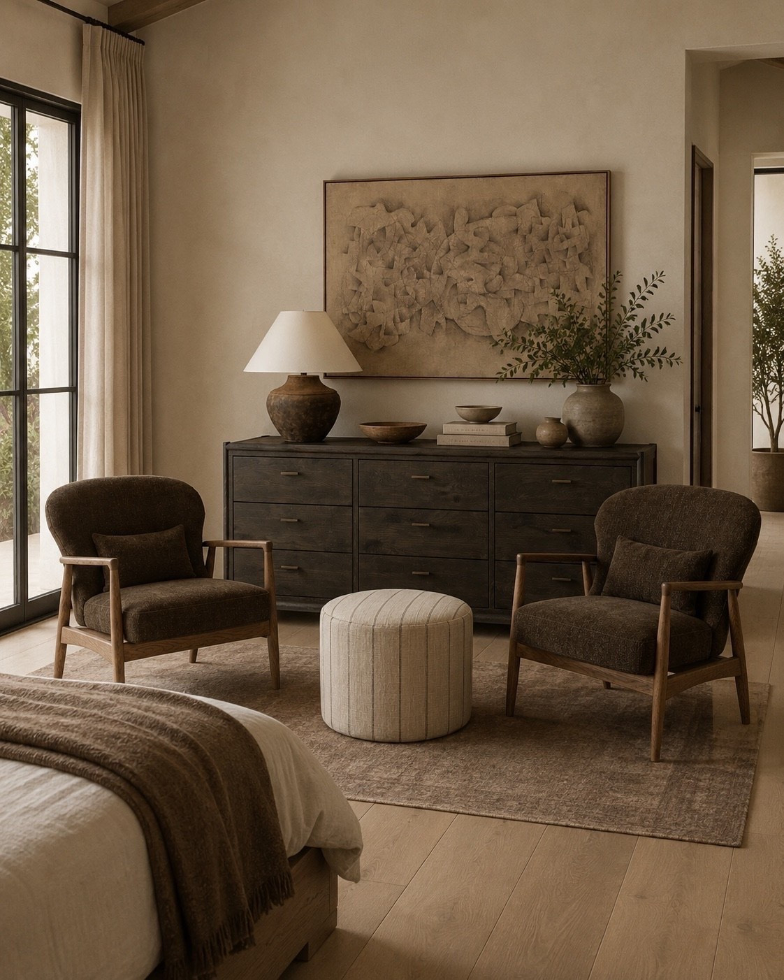 I love a sitting moment at the end of a bed! These chairs add texture and character to this space, and I love the moody vibes it gives paired with this dresser. All Wayfair pieces!

#LTKHome