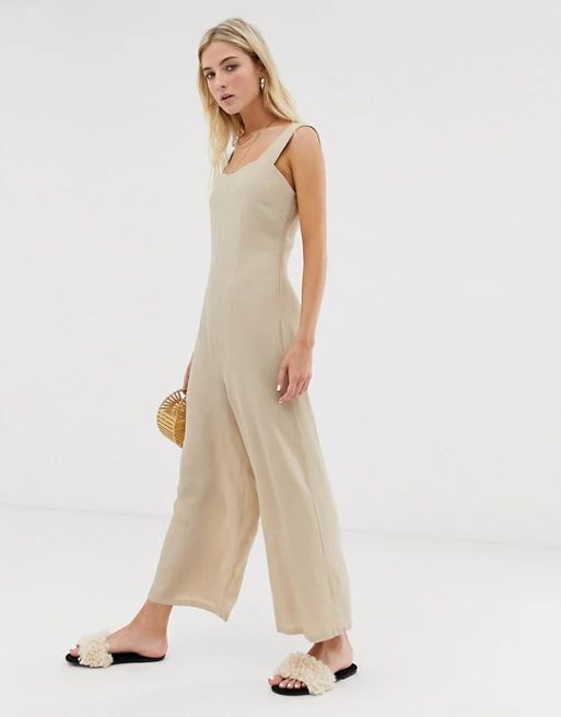 Glamorous minimal jumpsuit with button back straps | ASOS US