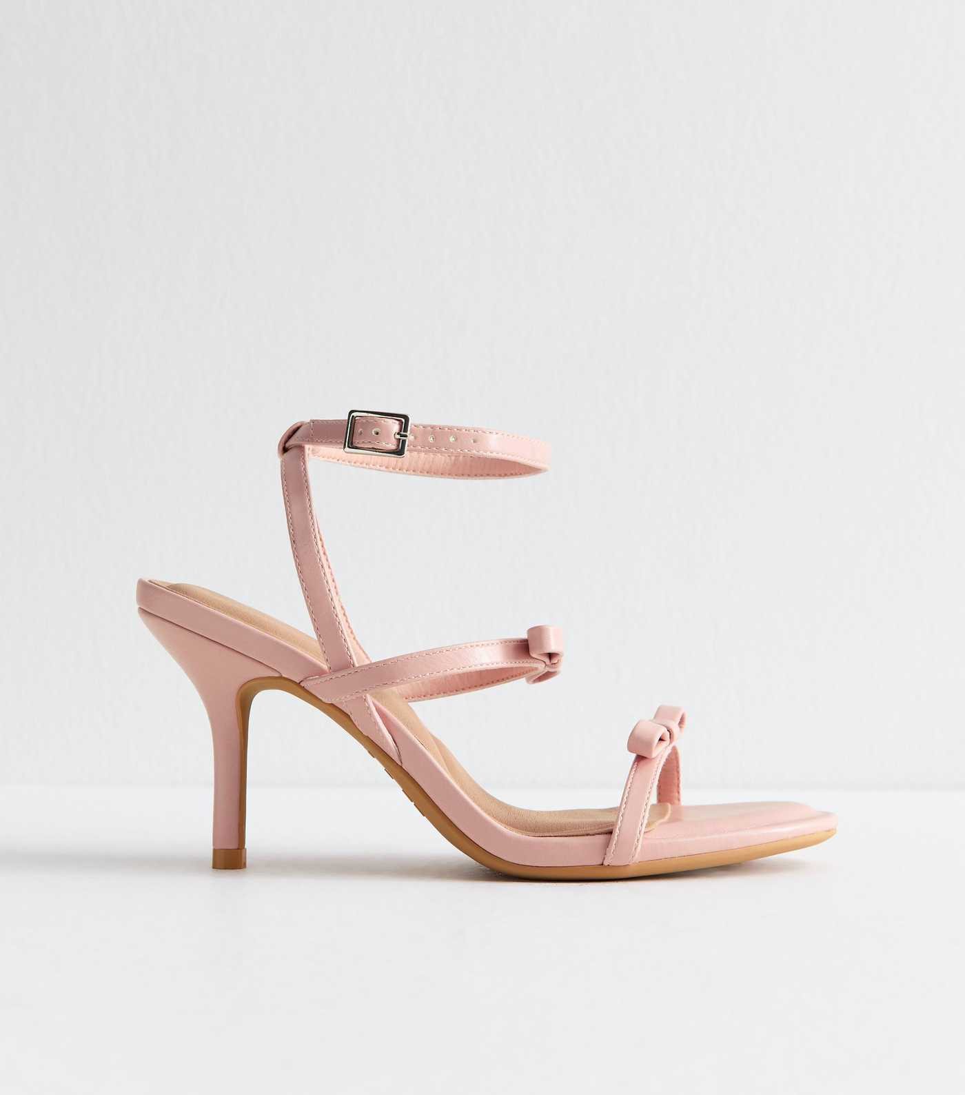 Pink Faux Leather Bow Strap Stiletto Heel Sandals | New Look | New Look (UK)
