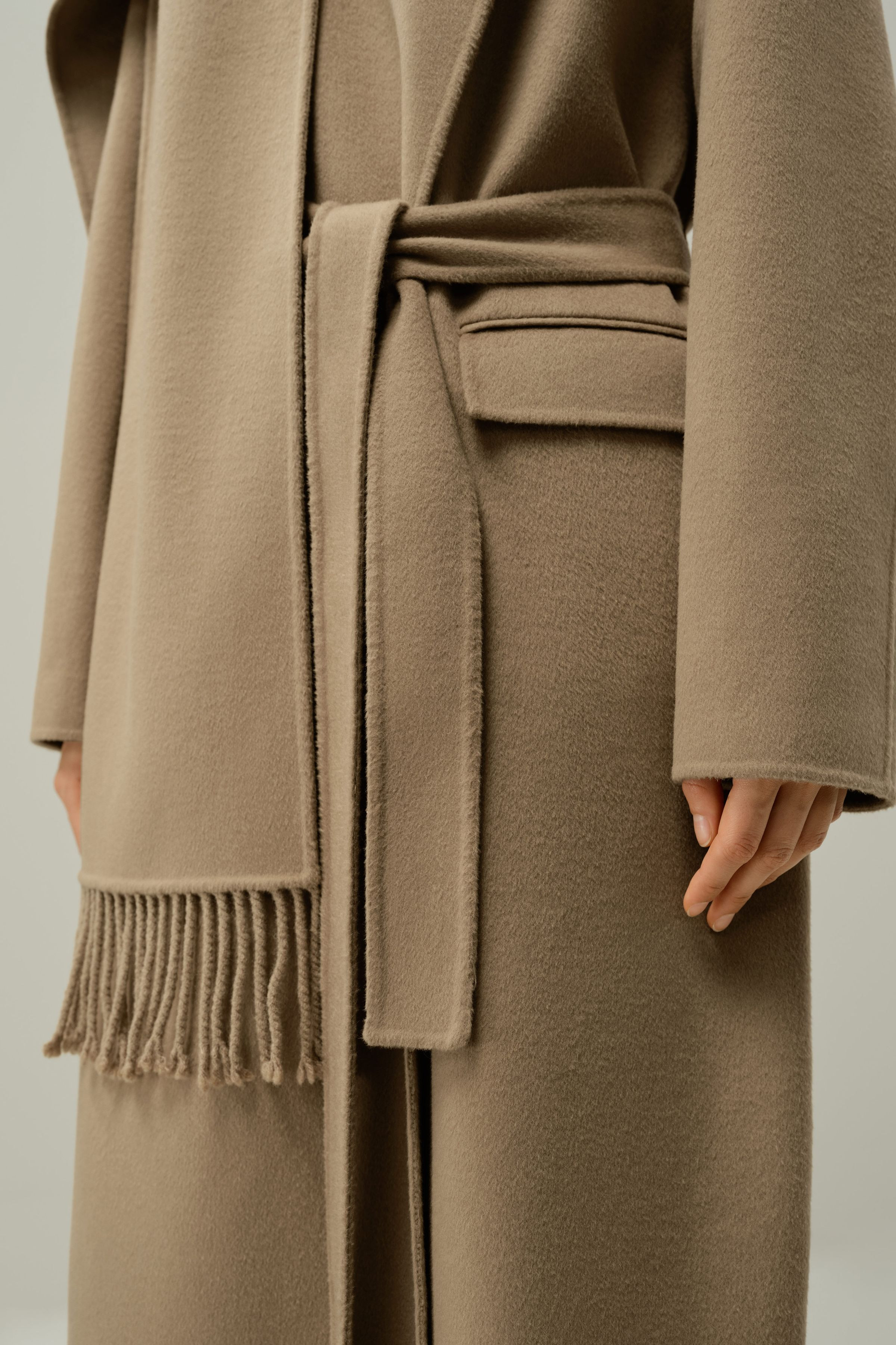 Scarf-Collar Wool Blend Coat | LILYSILK