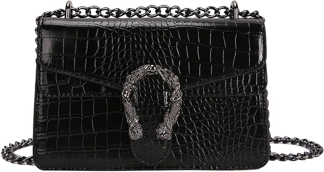 Crossbody Shoulder Evening Bag for Women - Snake Printed Leather Messenger Bag Chain Strap Clutch... | Amazon (US)