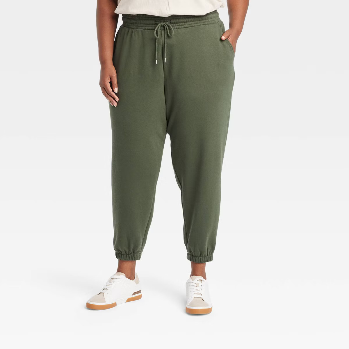 Women's High-Rise Tapered Ankle Fleece Joggers - Ava & Viv™ Green XXL | Target