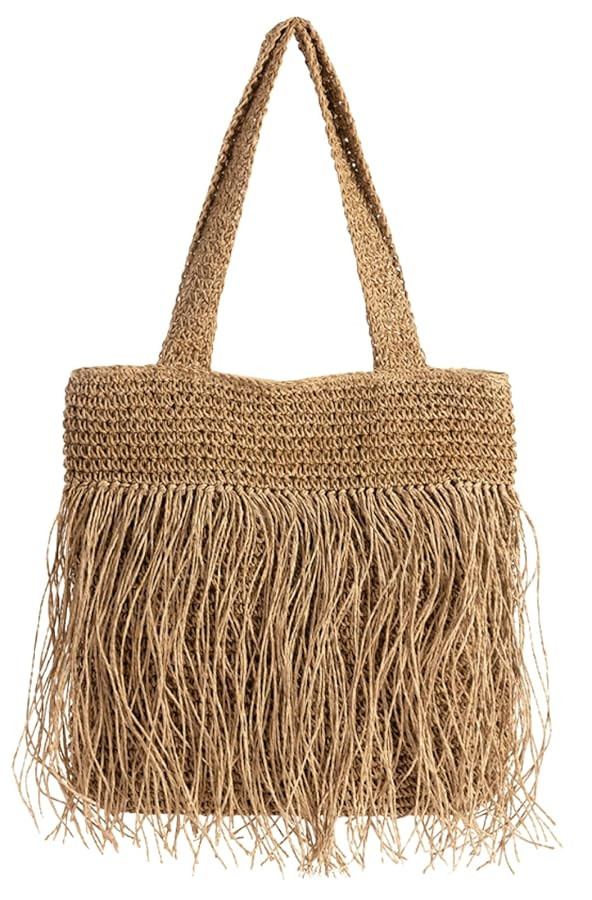 Summer Woven Straw Shoulder Bag Women Beach Tote 2025 Tassel Handheld Vacation Stylish Travel Han... | Amazon (US)