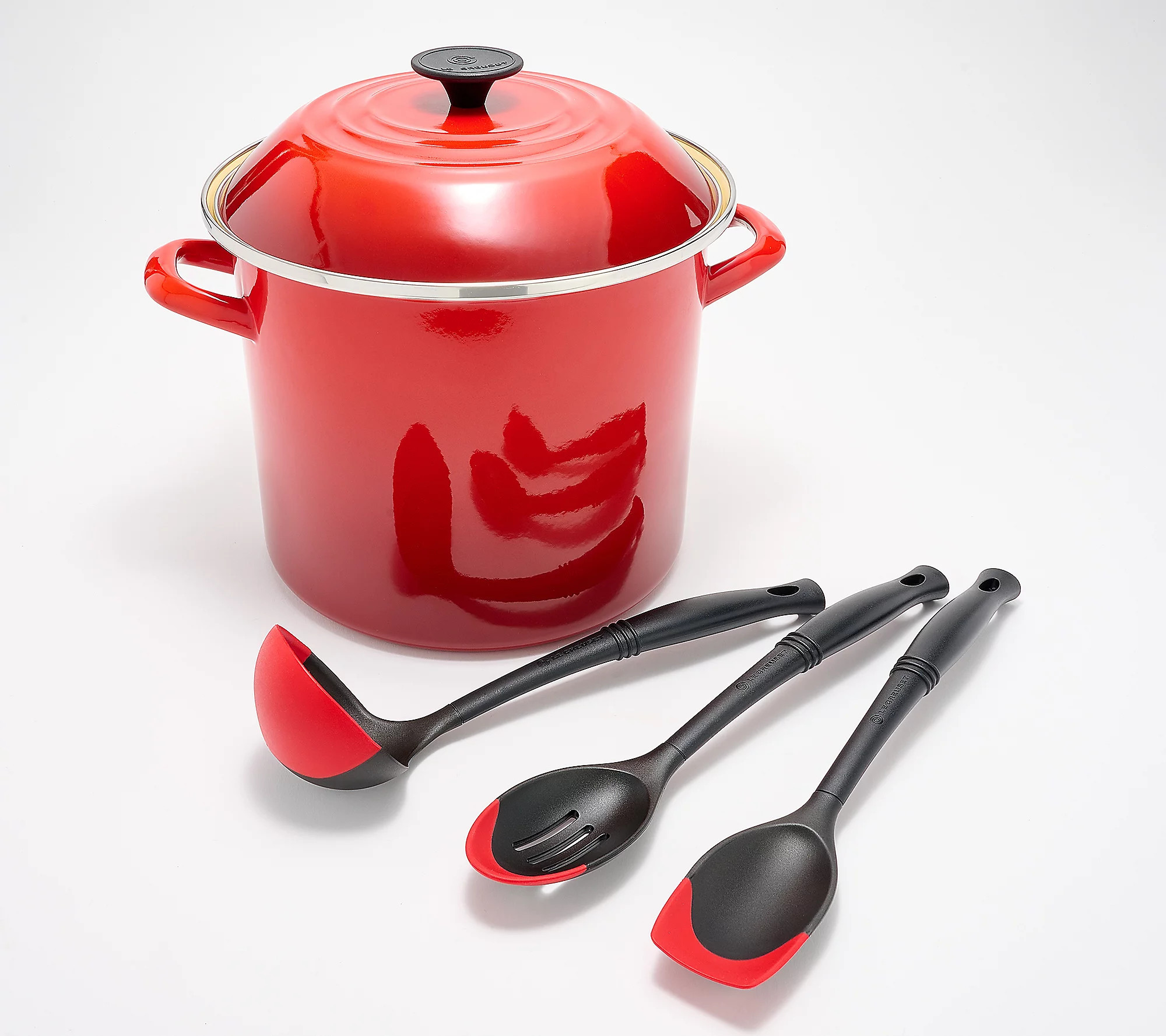 Le Creuset 10-qt Enamel-on-Steel Stockpot w/ 3 Tools | QVC