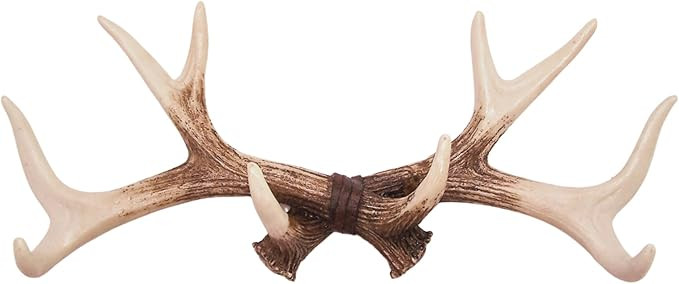 Wowser Rustic Deer Antler Wall Mounted Hook Rack - 14.75 Inches, 4 Hooks | Amazon (US)