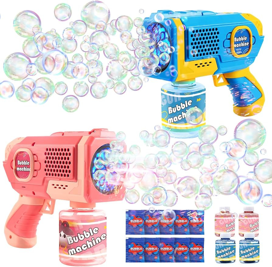 EagleStone 2 Pack Bubble Gun Machine for Kids, Automatic Light Up Bubble Blower with 4 Bottles 10... | Amazon (US)