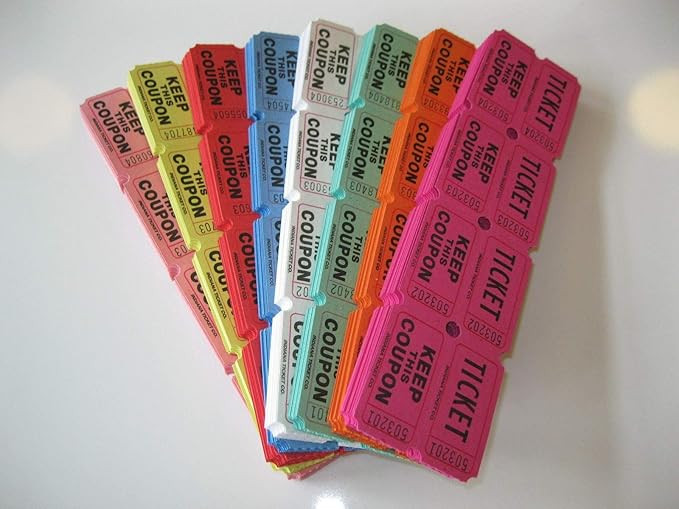 800 50/50 Raffle Tickets 100 of 8 Different Colors | Amazon (US)