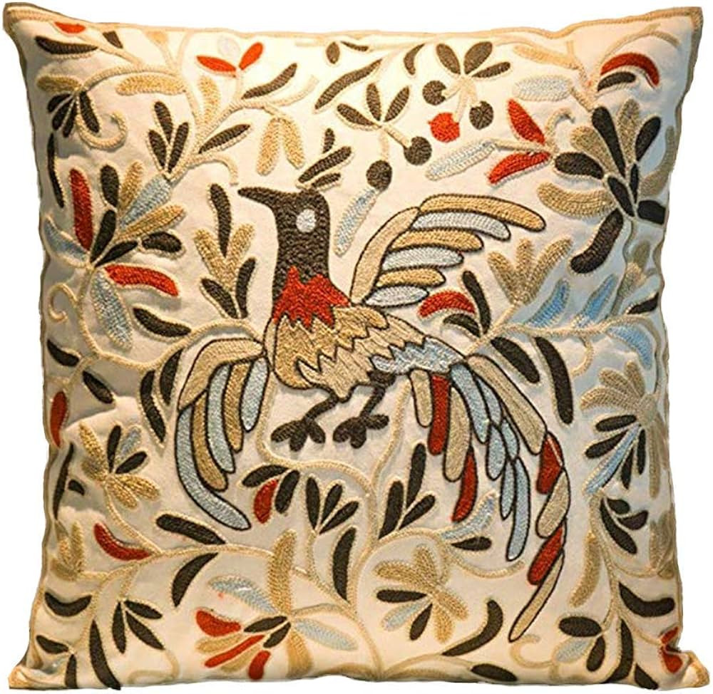 Embroidered Decorative Throw Pillows Cover 18x18 Boho Farmhouse Square Pillow Case for Couch Sofa... | Amazon (US)