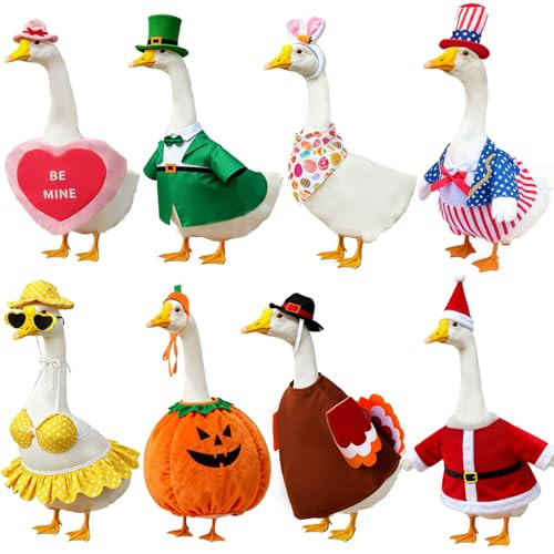 8 Set Holiday Porch Goose Outfits All Seasons Bundle for Valentine St. Patrick Easter Summer 4th of July Fall Halloween Christmas - Lawn Porch Goose Clothing for Patio Yard Decor | Amazon (US)