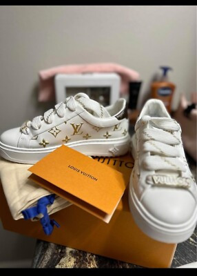 louis-vuitton sneakers women 6.5 time out sneakers white and gold monogram LV   | eBay Australia | eBay AU