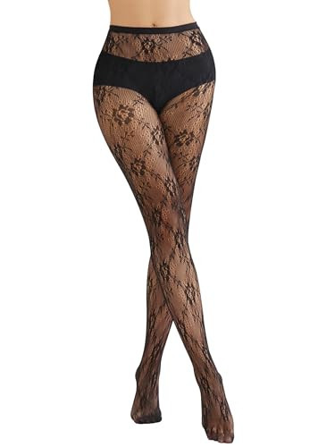 SOUTHRO Women's Floral Flower Tights Cute Fishnet Stockings with Patterned Designs for Halloween Cosplay Party | Amazon (US)