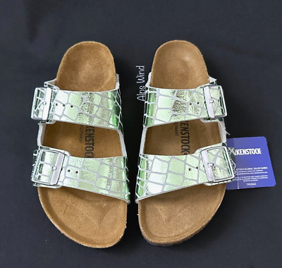 Birkenstock Womens Arizona Metallic Gator Gleam Sandals Ocean Breeze SZ.38/7-7.5 | eBay US