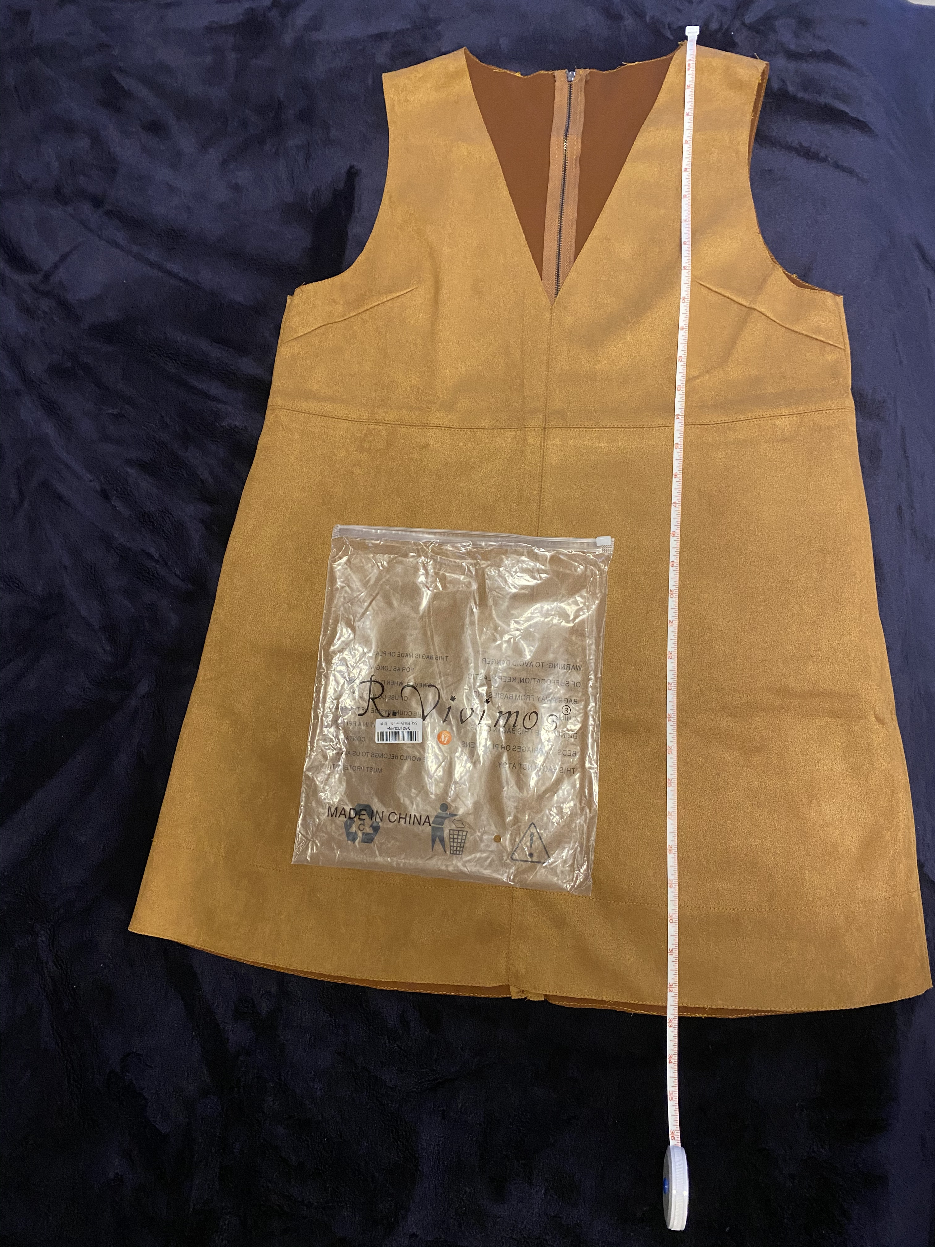 Women's Fall Faux Suede Vintage V Neck Sleeveless Overall Dress with Pockets | Amazon (US)