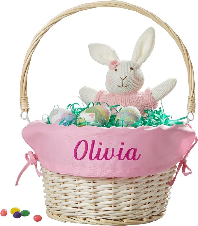 Personalization Universe Personalized Hand-Woven Willow Easter Basket with Folding Handle - First... | Amazon (US)