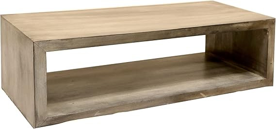 Amazon.com: The Urban Port 58-Inch Cube Shape Wooden Coffee Table with Open Bottom Shelf, Charcoa... | Amazon (US)