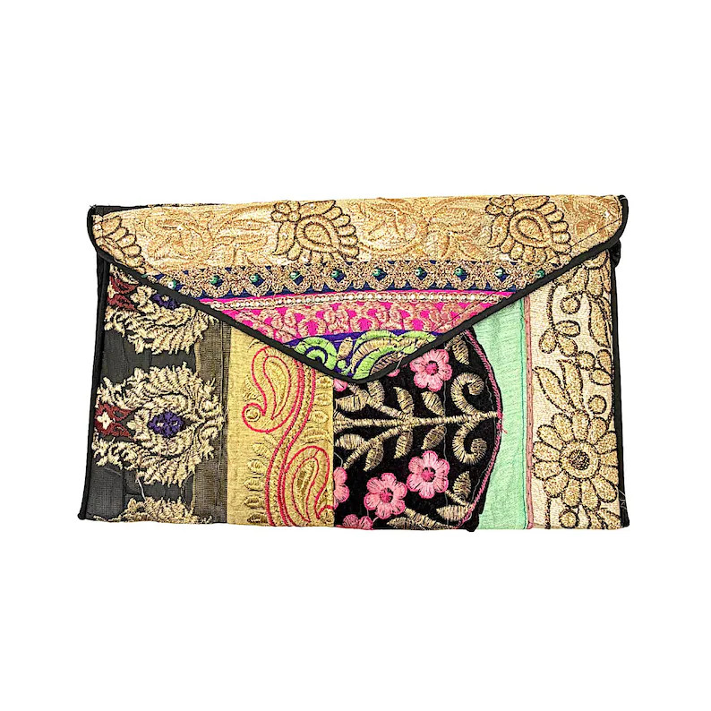 Handcrafted Embroidered Clutch Purse, 11.5"x7" Evening Bag in Assorted Designs, Indian Ethnic Envelope Bag | Etsy (Global)