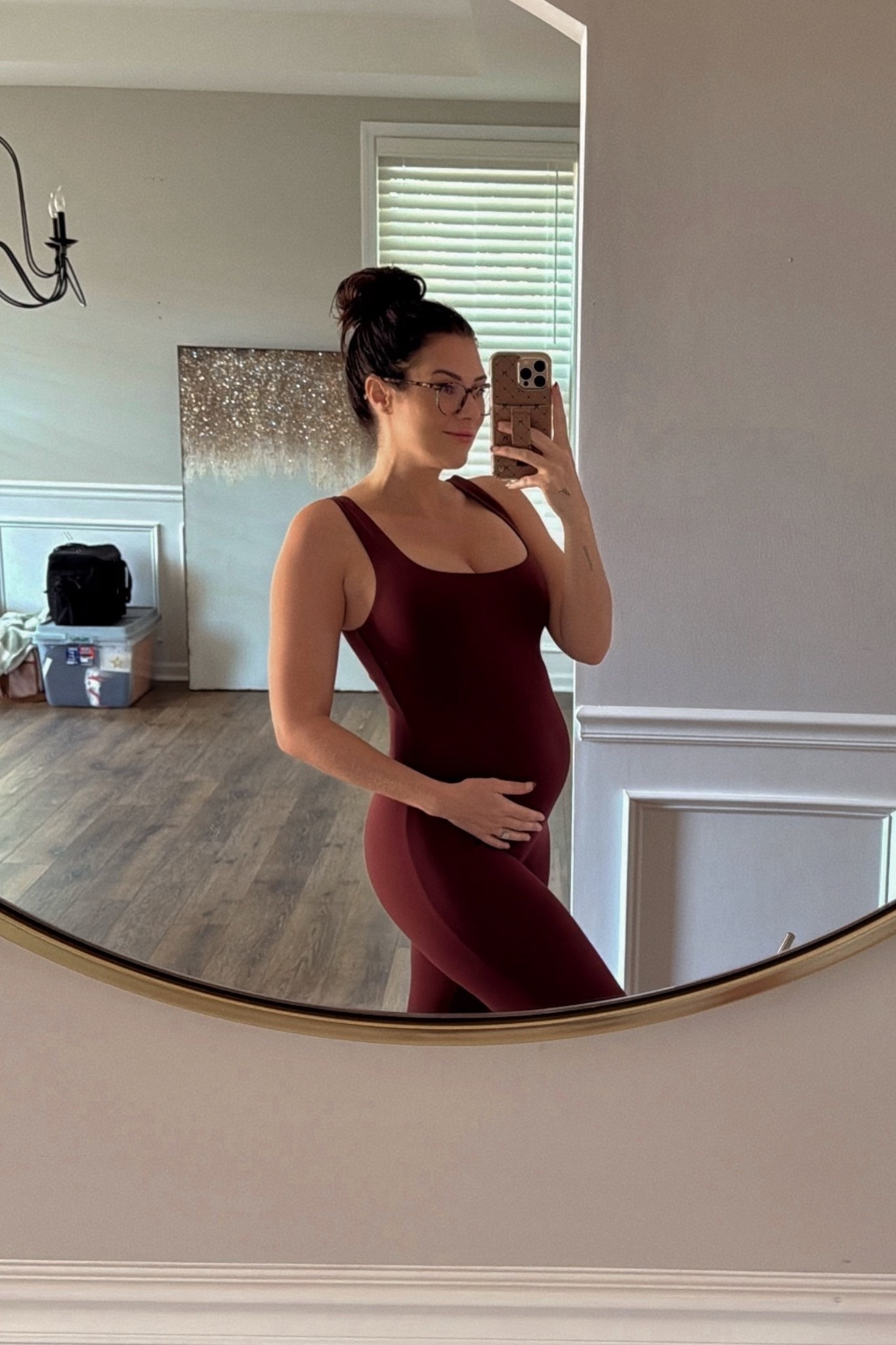 Living in these #momanda #maternity onesies these days 🫶🏼 So comfy & stretchy - wearing the Merlot color  

#LTKStyleTip #LTKBaby #LTKBump