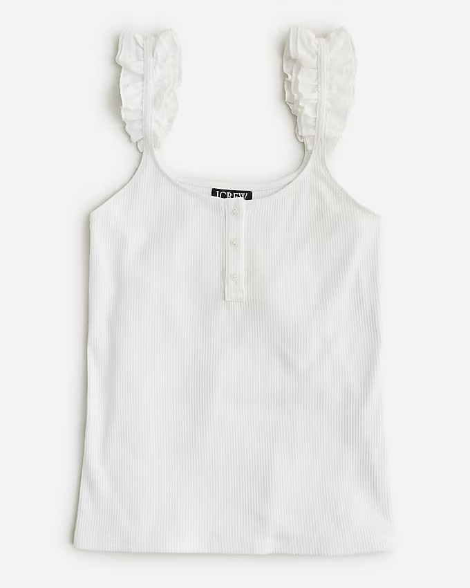 Scrunchie-strap henley tank in vintage rib | J. Crew US